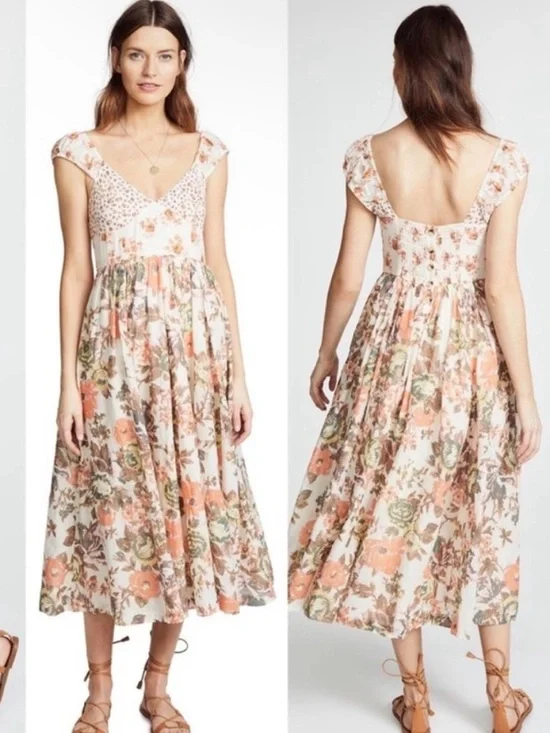 Free People Love You Floral Midi Dress XS - Picture 3 of 15